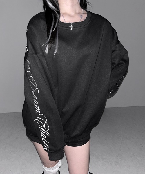 me+em select(ミームセレクト)の「【 2color 】レタリングロゴ刺繍スウェットプルオーバー / lettering logo embroidery sweat pullover(スウェット・レディース・ブラック/グレー・FREE)」の19枚目の写真