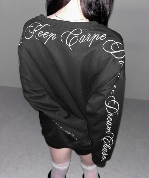 me+em select(ミームセレクト)の「【 2color 】レタリングロゴ刺繍スウェットプルオーバー / lettering logo embroidery sweat pullover(スウェット・レディース・ブラック/グレー・FREE)」の20枚目の写真