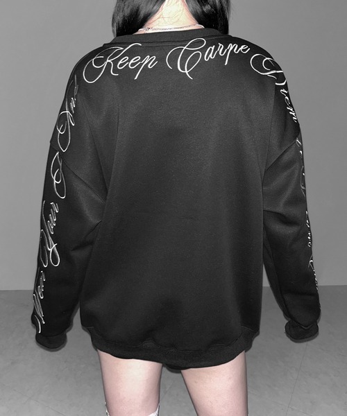 me+em select(ミームセレクト)の「【 2color 】レタリングロゴ刺繍スウェットプルオーバー / lettering logo embroidery sweat pullover(スウェット・レディース・ブラック/グレー・FREE)」の22枚目の写真