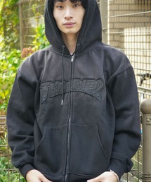 【THRASHER / スラッシャー】アップリケジップパーカー ヴィンテージライク 裏起毛 ヘビーウェイト フーディー マグロゴ