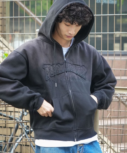 THRASHER（スラッシャー）の「【THRASHER / スラッシャー】アップリケジップパーカー ヴィンテージライク 裏起毛 ヘビーウェイト フーディー マグロゴ（パーカー・メンズ・ブラック・LARGE/X-LARGE/MEDIUM）」の6枚目の写真