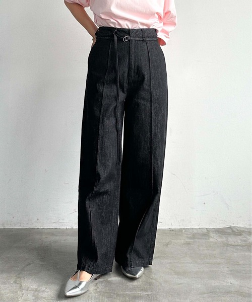 ウエストタックワイドデニムパンツ