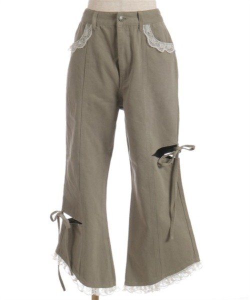 axes femme（アクシーズファム）の「レース付スリット×リボンパンツ（その他パンツ・レディース・カーキ/ケミカルウォッシュ・FREE）」の10枚目の写真