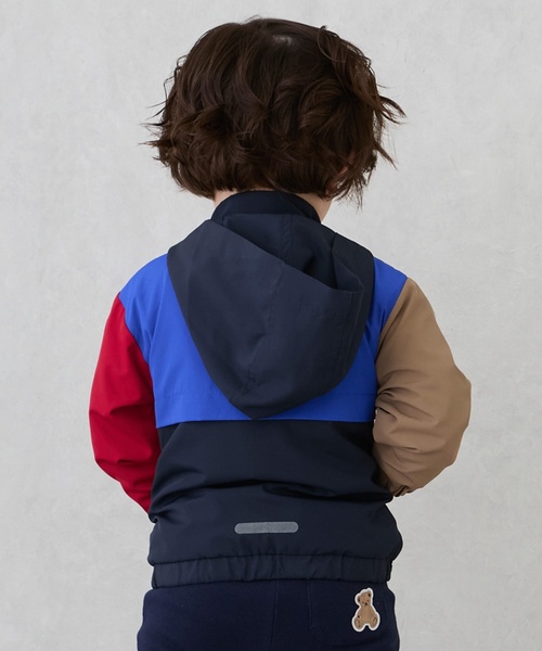 petit main（プティマイン）の「【撥水加工】切替ウィンブレ（ナイロンジャケット・キッズ・アイボリー/カラフル/ネイビー/レインボー・80ｃｍ/110cm/100cm/120cm/130cm/90cm）」の5枚目の写真