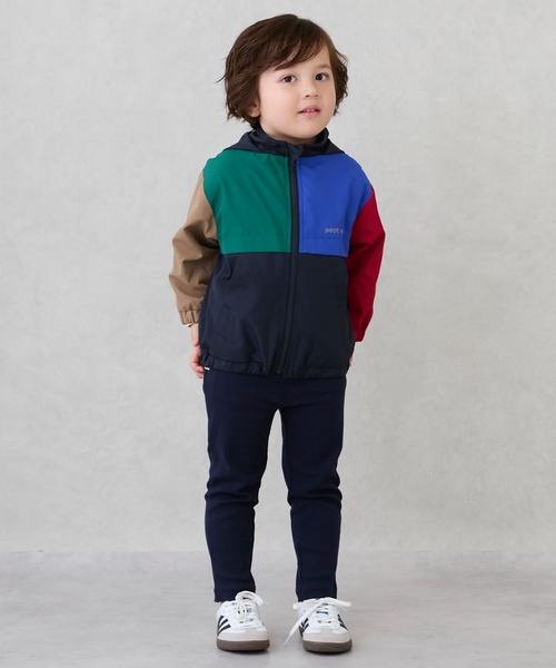 petit main（プティマイン）の「【撥水加工】切替ウィンブレ（ナイロンジャケット・キッズ・アイボリー/カラフル/ネイビー/レインボー・80ｃｍ/110cm/100cm/120cm/130cm/90cm）」の6枚目の写真