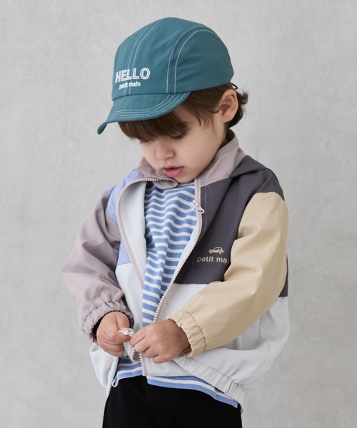 petit main（プティマイン）の「【撥水加工】切替ウィンブレ（ナイロンジャケット・キッズ・アイボリー/カラフル/ネイビー/レインボー・80ｃｍ/110cm/100cm/120cm/130cm/90cm）」の9枚目の写真