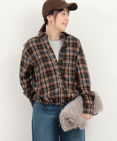 MICO COULIER(ミコクリエ)の「コットンテンセルチェックブラウス(シャツ/ブラウス・レディース・オレンジ系その他/グリーン系その他・38)」の4枚目の写真