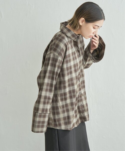 notch.(ノッチ)の「チェックビッグカフスシャツ(シャツ/ブラウス・レディース・レッド/ブラウン/ブルー・M)」の2枚目の写真