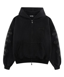 SUPPLIER | A'GEM/9 × .kom 『SUPPLIER/サプライヤー』 Cross Leather Patch Thermal Zip Hoodie/クロスレザーパッチ サーマル ジップアップパーカー(パーカー)