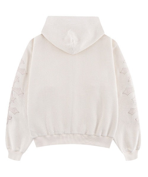 SUPPLIER（サプライヤー）の「A'GEM/9 × .kom 『SUPPLIER/サプライヤー』 Cross Leather Patch Thermal Zip Hoodie/クロスレザーパッチ サーマル ジップアップパーカー（パーカー・メンズ・ベージュ/ブラック・XL/L/M）」の12枚目の写真