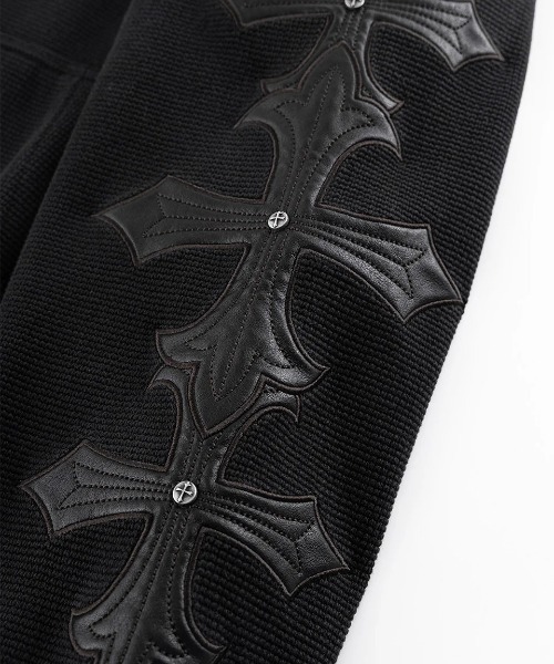 SUPPLIER（サプライヤー）の「A'GEM/9 × .kom 『SUPPLIER/サプライヤー』 Cross Leather Patch Thermal Zip Hoodie/クロスレザーパッチ サーマル ジップアップパーカー（パーカー・メンズ・ベージュ/ブラック・XL/L/M）」の7枚目の写真