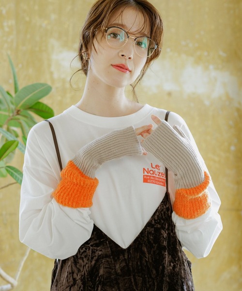 studio CLIP(スタディオクリップ)の「バイカラーアームウォーマー(アームカバー・レディース・アイボリー/ベージュ/ブラウン・FREE)」の1枚目の写真