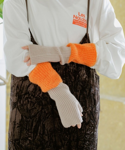 studio CLIP(スタディオクリップ)の「バイカラーアームウォーマー(アームカバー・レディース・アイボリー/ベージュ/ブラウン・FREE)」の17枚目の写真