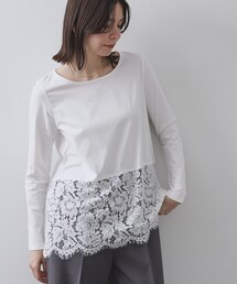 OPAQUE.CLIP | 裾レースカットソー【洗濯機OK】(Tシャツ/カットソー)