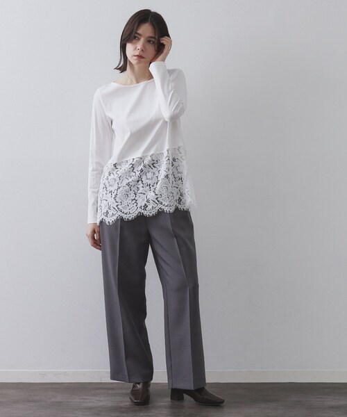 OPAQUE.CLIP（オペークドットクリップ）の「裾レースカットソー【洗濯機OK】（Tシャツ/カットソー・レディース・ホワイト・38/40）」の3枚目の写真