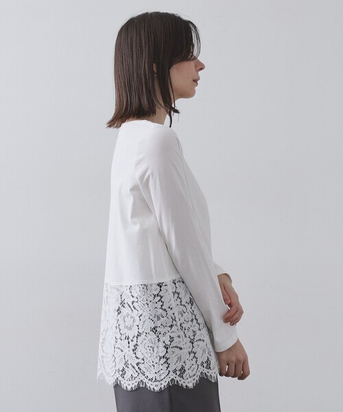 OPAQUE.CLIP（オペークドットクリップ）の「裾レースカットソー【洗濯機OK】（Tシャツ/カットソー・レディース・ホワイト・38/40）」の7枚目の写真