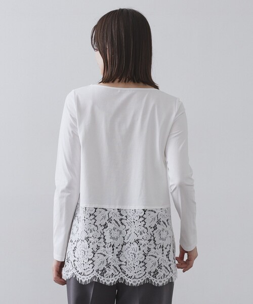 OPAQUE.CLIP（オペークドットクリップ）の「裾レースカットソー【洗濯機OK】（Tシャツ/カットソー・レディース・ホワイト・38/40）」の8枚目の写真