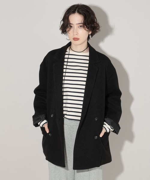 GEORGE'S（ジョージズ）の「ボクシージャケットコート（テーラードジャケット・レディース・ブラウン/ブラック・SMALL/MEDIUM）」の7枚目の写真