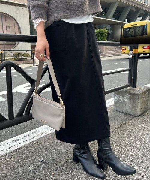 Jena espace merveilleux（ジェナ　エスパスメルヴェイユ）の「【WEB限定】ストレッチキモウナロースカート（スカート・レディース・アイボリー/カーキ/ブラック・FREE）」の3枚目の写真