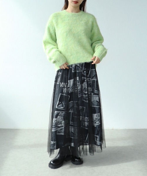 Cepica(セピカ)の「チュール×フォトプリントスカート(スカート・レディース・ブラック・FREE)」の1枚目の写真