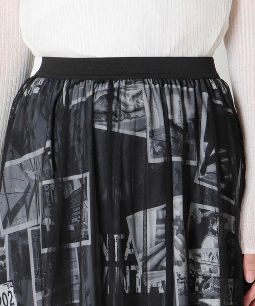 Cepica(セピカ)の「チュール×フォトプリントスカート(スカート・レディース・ブラック・FREE)」の4枚目の写真