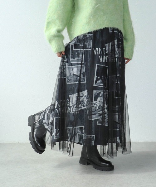 Cepica(セピカ)の「チュール×フォトプリントスカート(スカート・レディース・ブラック・FREE)」の10枚目の写真