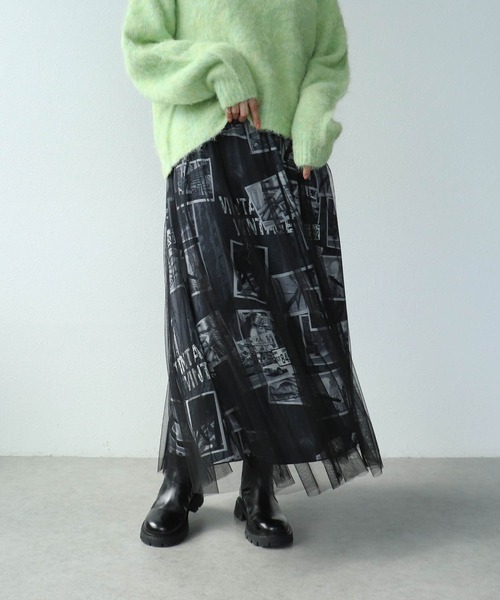 Cepica(セピカ)の「チュール×フォトプリントスカート(スカート・レディース・ブラック・FREE)」の14枚目の写真