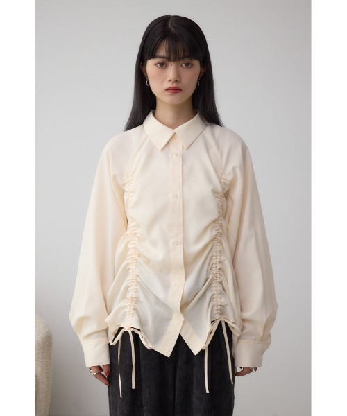 AZUL by moussy(アズールバイマウジー)の「ドロストシャツ(シャツ/ブラウス・レディース・ブラック系その他/アイボリー/ブラウン・FREE)」の5枚目の写真