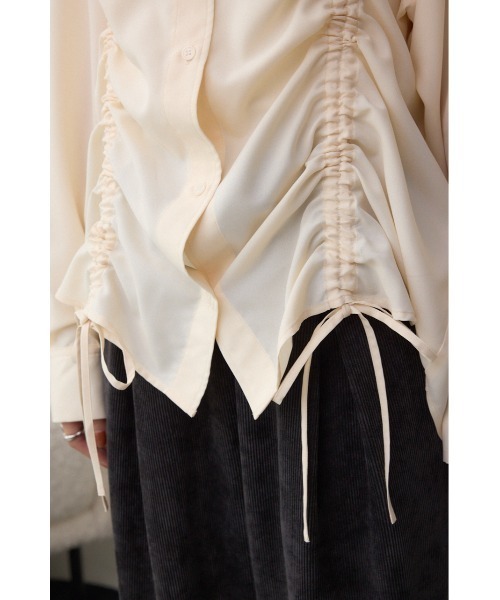 AZUL by moussy(アズールバイマウジー)の「ドロストシャツ(シャツ/ブラウス・レディース・ブラック系その他/アイボリー/ブラウン・FREE)」の11枚目の写真