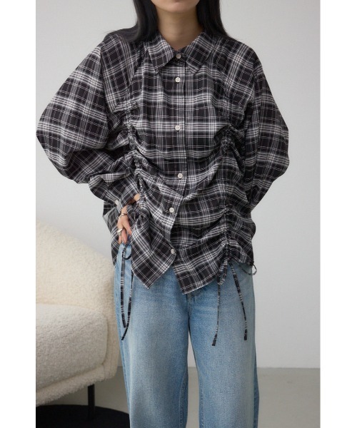 AZUL by moussy(アズールバイマウジー)の「ドロストシャツ(シャツ/ブラウス・レディース・ブラック系その他/アイボリー/ブラウン・FREE)」の12枚目の写真