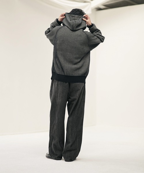 Bleme(ブレム)の「ウール混 ダブルジップ 2トーン ニットパーカー(パーカー・メンズ・グレー/ブラック/ブラウン・M/S/XL/L)」の15枚目の写真