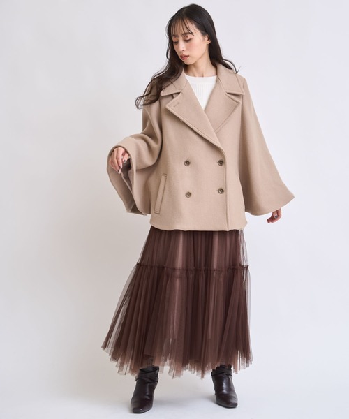 Noela ケープ付きロングコート Noela ケープ付きロングコート ノエラ ケープコート ファースリット