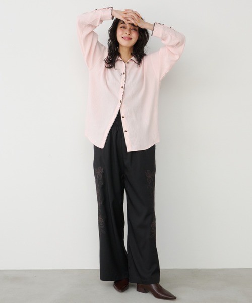Unitage(ユニテージ)の「サイド刺繍ワイドパンツ(その他パンツ・レディース・アイボリー/ブラック・FREE)」の16枚目の写真
