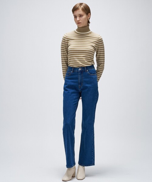 cloenc（クロエンス）の「【手洗い可】カシミヤ混リブボーダータートルニット（ニット/セーター・レディース・ベージュ系2/ホワイト系3/ブラック系2・02）」の4枚目の写真