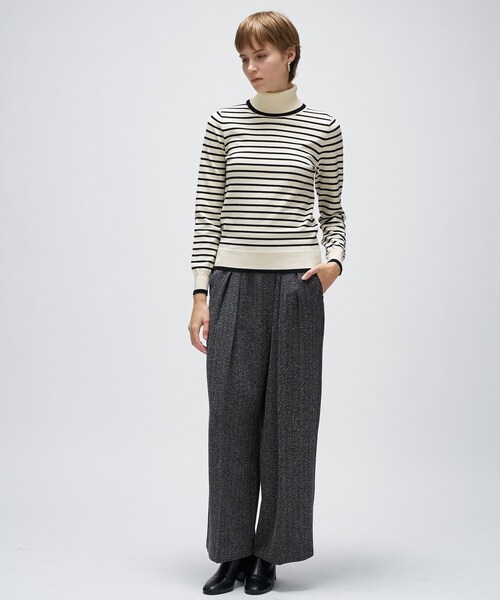 cloenc（クロエンス）の「【手洗い可】カシミヤ混リブボーダータートルニット（ニット/セーター・レディース・ベージュ系2/ホワイト系3/ブラック系2・02）」の18枚目の写真