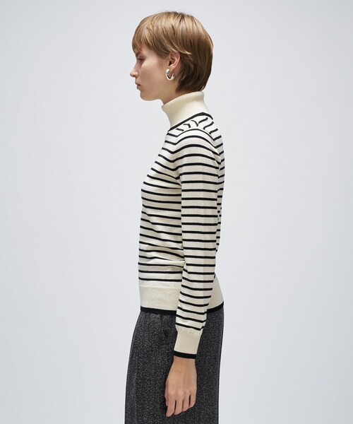 cloenc（クロエンス）の「【手洗い可】カシミヤ混リブボーダータートルニット（ニット/セーター・レディース・ベージュ系2/ホワイト系3/ブラック系2・02）」の20枚目の写真