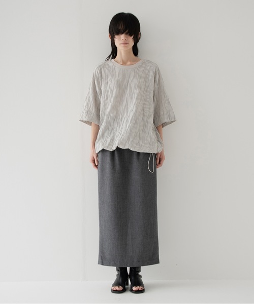 RYU(リュー)の「tucked dobby poncho shirt(Tシャツ/カットソー・メンズ・ブラック/ベージュ系・FREE)」の6枚目の写真