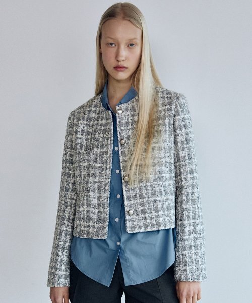 NICK&NICOLE(ニックアンドニコール)の「MIXED TWEED JACKET_BLUE GRAY(テーラードジャケット・レディース・その他・FREE)」の1枚目の写真