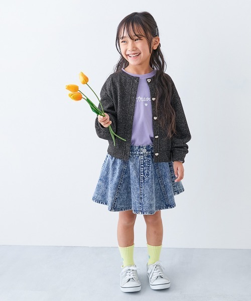 devirock（デビロック）の「ハートボタン付き きらめくラメミニ裏毛 カーディガン（カーディガン/ボレロ・キッズ・ピンク系/ブラック系/ホワイト系/ネイビー系・100cm/110cm/120cm/130cm/140cm/150cm/160cm）」の17枚目の写真