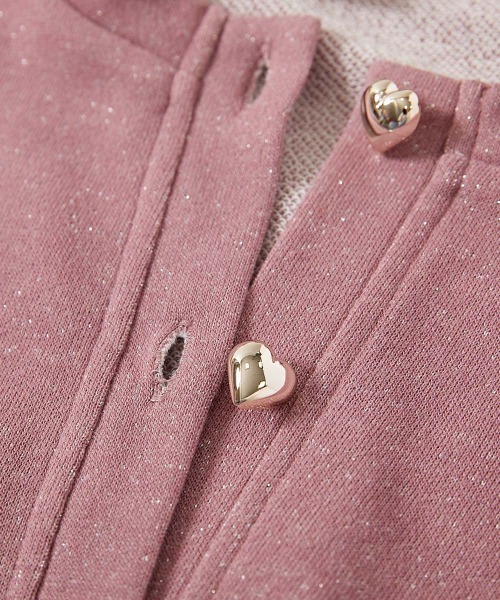 devirock（デビロック）の「ハートボタン付き きらめくラメミニ裏毛 カーディガン（カーディガン/ボレロ・キッズ・ピンク系/ブラック系/ホワイト系/ネイビー系・100cm/110cm/120cm/130cm/140cm/150cm/160cm）」の10枚目の写真