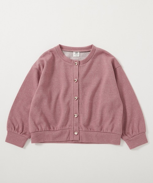 devirock（デビロック）の「ハートボタン付き きらめくラメミニ裏毛 カーディガン（カーディガン/ボレロ・キッズ・ピンク系/ブラック系/ホワイト系/ネイビー系・100cm/110cm/120cm/130cm/140cm/150cm/160cm）」の14枚目の写真