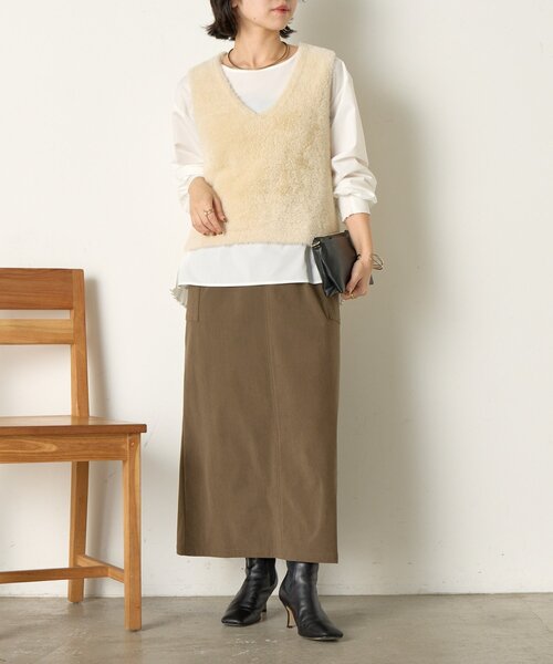 Jena espace merveilleux（ジェナ　エスパスメルヴェイユ）の「【体系カバー/2点セット】フェザーベストセットブラウス（ベスト・レディース・アイボリー/ブラック/ベージュ・FREE）」の4枚目の写真