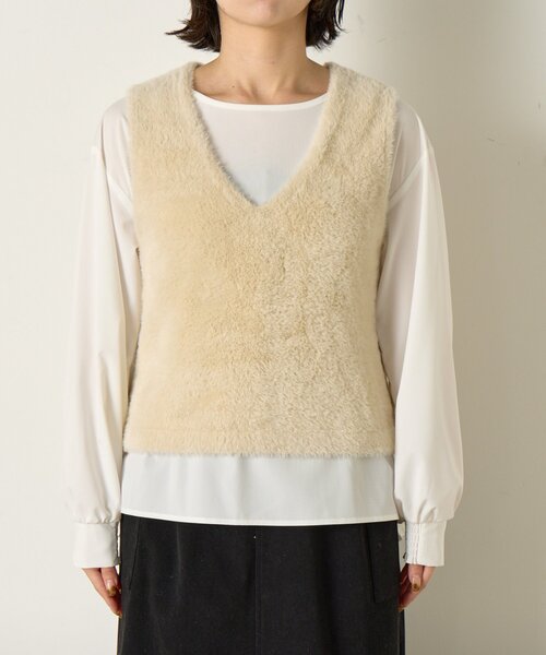 Jena espace merveilleux（ジェナ　エスパスメルヴェイユ）の「【体系カバー/2点セット】フェザーベストセットブラウス（ベスト・レディース・アイボリー/ブラック/ベージュ・FREE）」の12枚目の写真