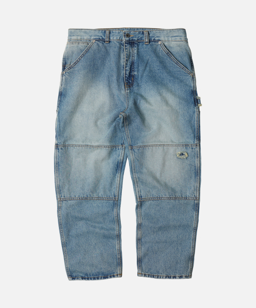 FRIZMWORKS(フリズムワークス)の「WASHED DENIM DOUBLE KNEE PANTS _ LIGHT BLUE(デニムパンツ・メンズ・その他・SMALL/MEDIUM/LARGE/X-LARGE)」の1枚目の写真