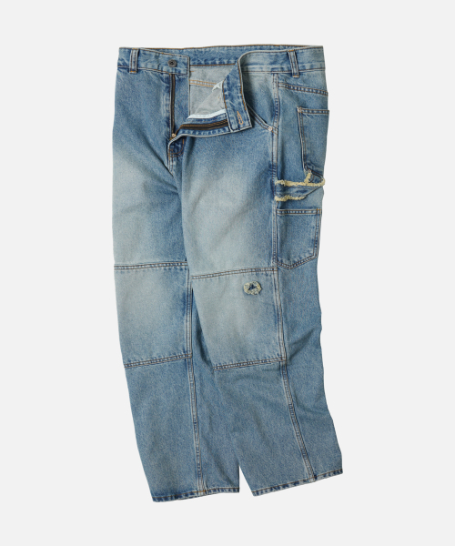 FRIZMWORKS(フリズムワークス)の「WASHED DENIM DOUBLE KNEE PANTS _ LIGHT BLUE(デニムパンツ・メンズ・その他・SMALL/MEDIUM/LARGE/X-LARGE)」の2枚目の写真