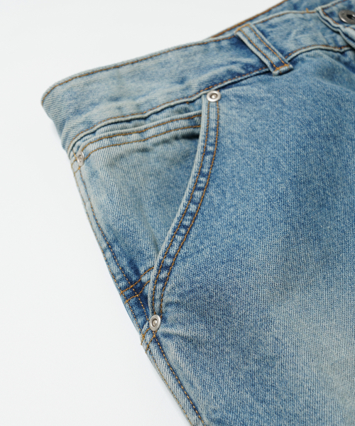 FRIZMWORKS(フリズムワークス)の「WASHED DENIM DOUBLE KNEE PANTS _ LIGHT BLUE(デニムパンツ・メンズ・その他・SMALL/MEDIUM/LARGE/X-LARGE)」の5枚目の写真