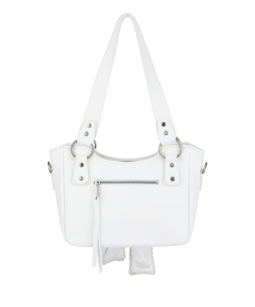 IUGAMAKARAS（イウガマカラス）の「Laced Ribbon Leather Shoulder Bag (White)（ショルダーバッグ・レディース・その他・FREE）」の2枚目の写真