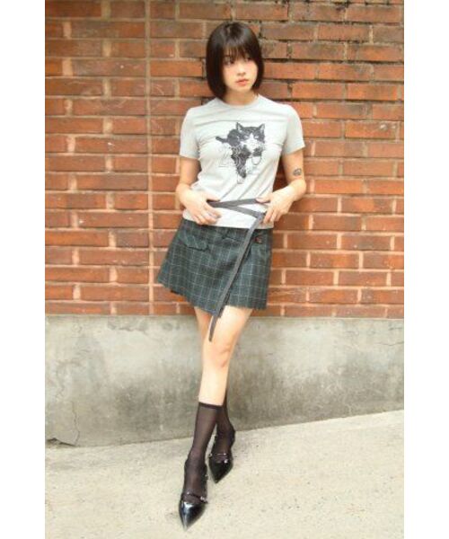 スカート MILLO WOMEN Slash Wrap Mini Skirt セール】Slash Wrap Mini Skirt [Deep Green]（スカート）｜MILLO