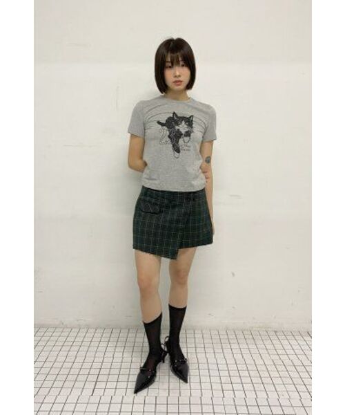 セール】Slash Wrap Mini Skirt [Deep Green]（スカート）｜MILLO