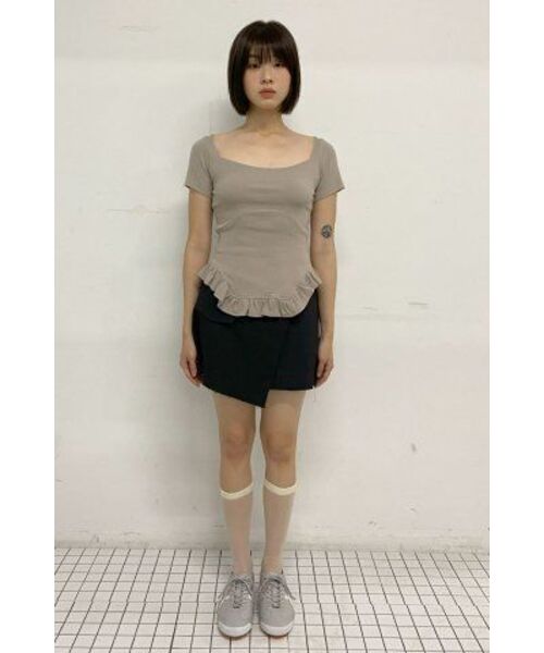 セール】Slash Wrap Mini Skirt [Deep Green]（スカート）｜MILLO
